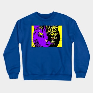 ANGRY CAT POP ART - VIOLET YELLOW BLACK Crewneck Sweatshirt